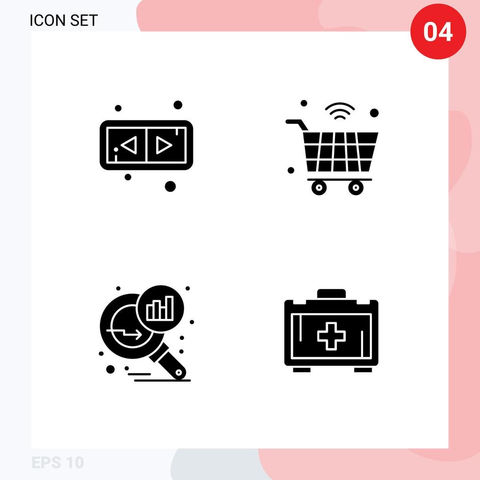 conjunto de 4 iconos de interfaz de usuario modernos símbolos signos para flechas análisis gráfico carro iot búsqueda estadísticas elementos de diseño vectorial editables vector