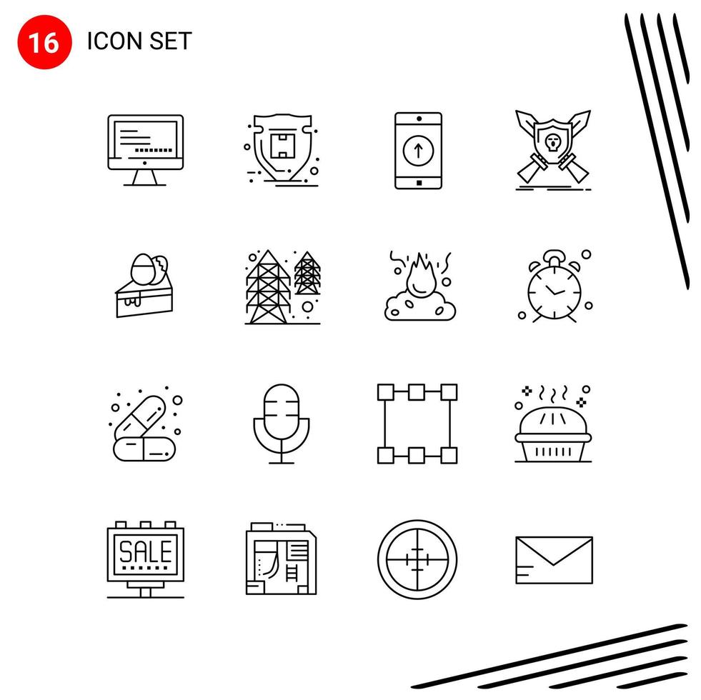 Collection of 16 Vector Icons in Line style Pixle Perfect Outline Symbols for Web and Mobile Line Icon Signs on White Background 16 Icons Creative Black Icon vector background