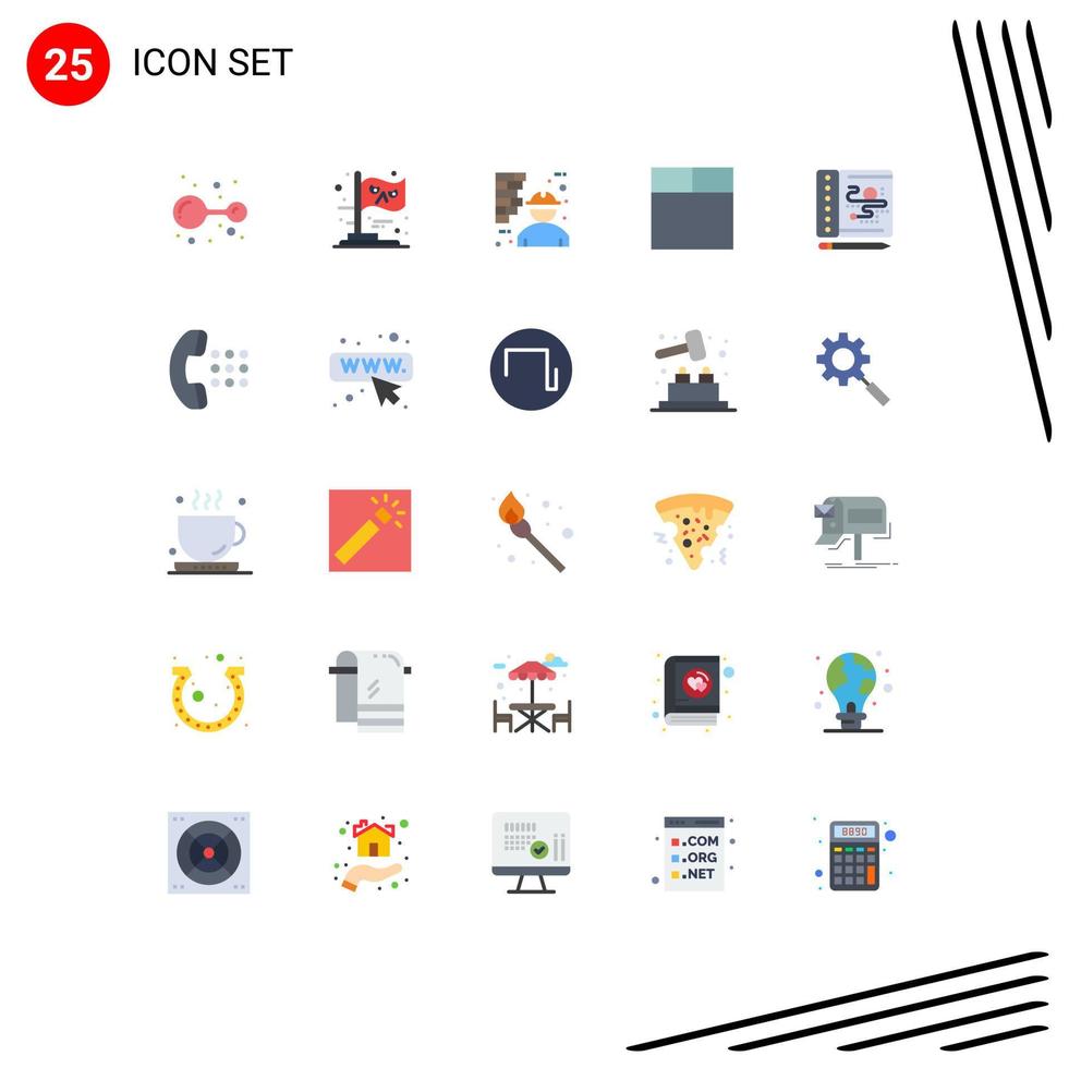 Set of 25 Commercial Flat Colors pack for watercolor creative architecture wireframe worker Editable Vector Design Elements