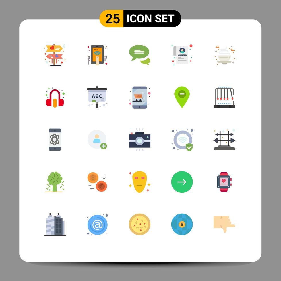 Modern Set of 25 Flat Colors Pictograph of customer cup messaging coffee wanted Editable Vector Design Elements