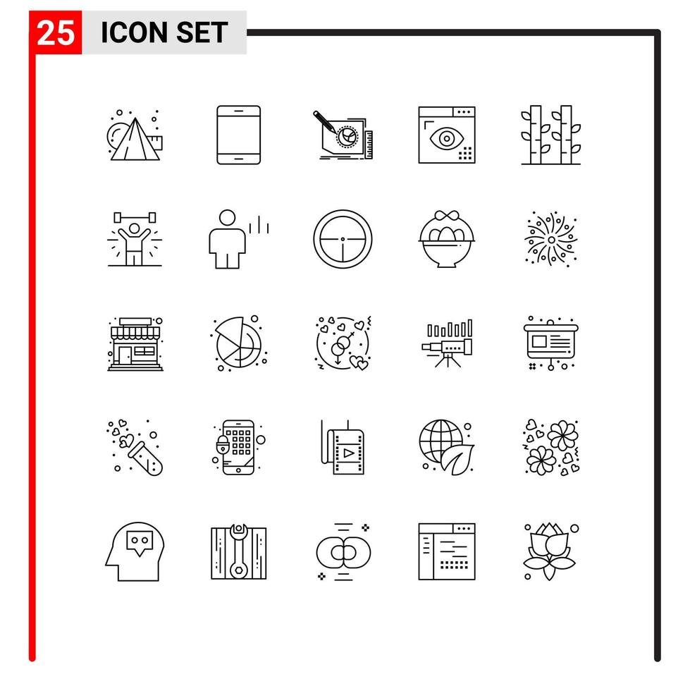 Group of 25 Modern Lines Set for page design ipad coding page Editable Vector Design Elements