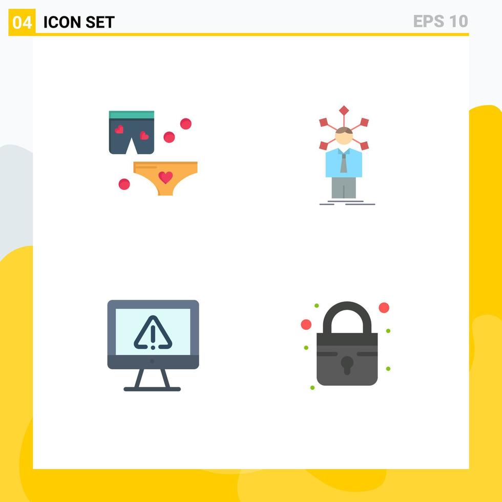 Flat Icon Pack of 4 Universal Symbols of shats computer wedding network information Editable Vector Design Elements