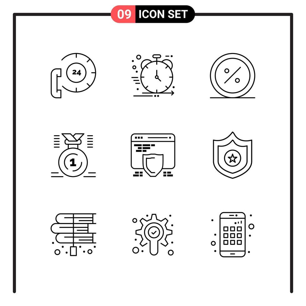 Set of 9 Line Style Icons for web and mobile Outline Symbols for print Line Icon Signs Isolated on White Background 9 Icon Set Creative Black Icon vector background