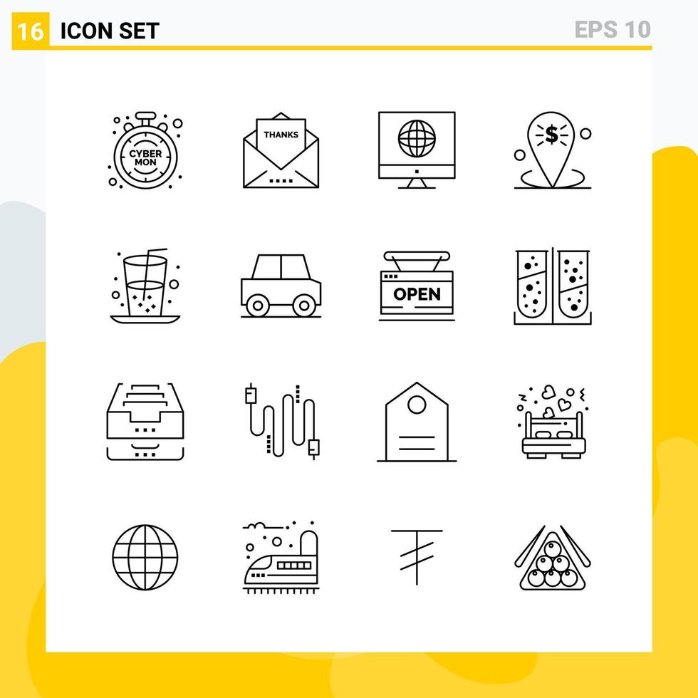 colección de 16 iconos de línea universal conjunto de iconos para web y móvil fondo de vector de icono negro creativo