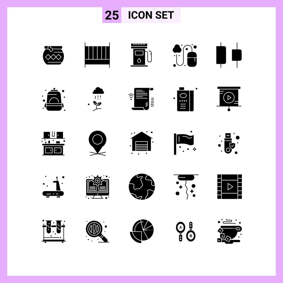 25 Icons in Solid Style Glyph Symbols on White Background Creative Vector Signs for Web mobile and Print Creative Black Icon vector background