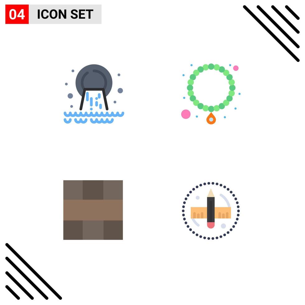 User Interface Pack of 4 Basic Flat Icons of pipe grid sewage necklace layout Editable Vector Design Elements