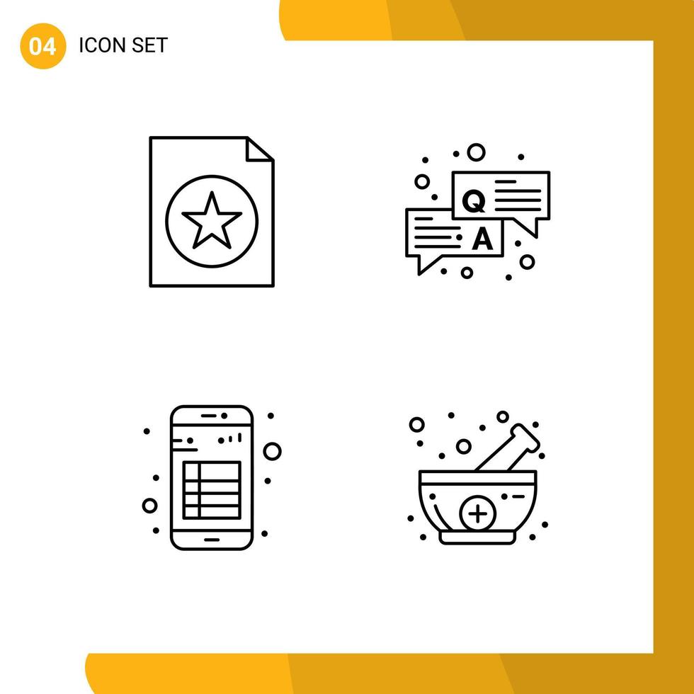 Group of 4 Filledline Flat Colors Signs and Symbols for document interface answer chat reading Editable Vector Design Elements