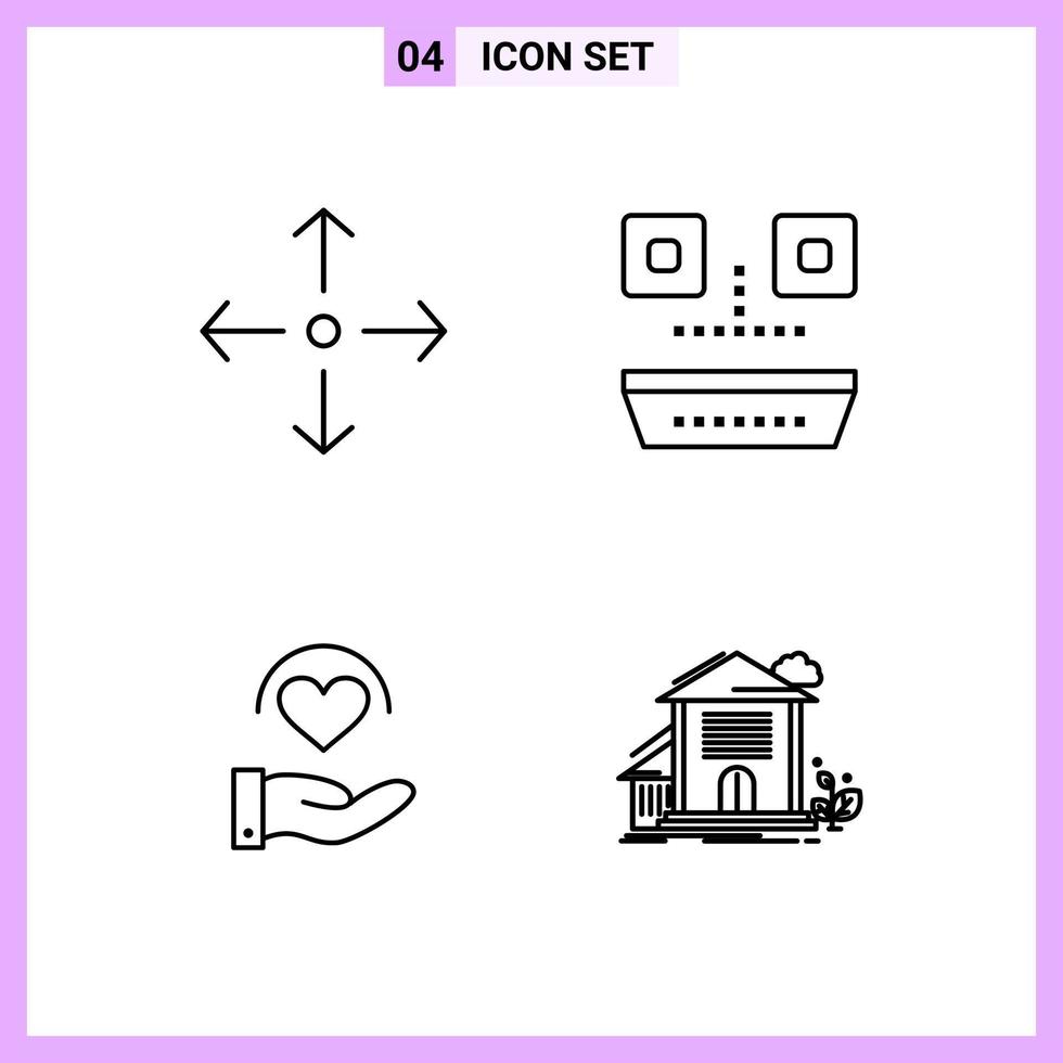 4 Icons in Line Style Outline Symbols on White Background Creative Vector Signs for Web mobile and Print Creative Black Icon vector background