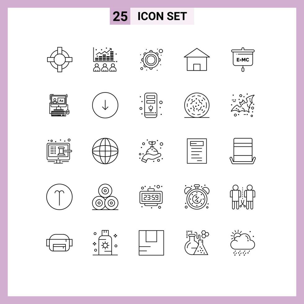 Stock Vector Icon Pack of 25 Line Signs and Symbols for formula house instrument home building Editable Vector Design Elements