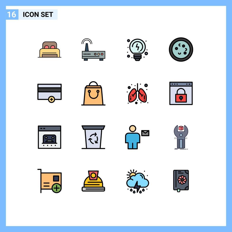 Universal Icon Symbols Group of 16 Modern Flat Color Filled Lines of money microbe brainstorming laboratory biology Editable Creative Vector Design Elements