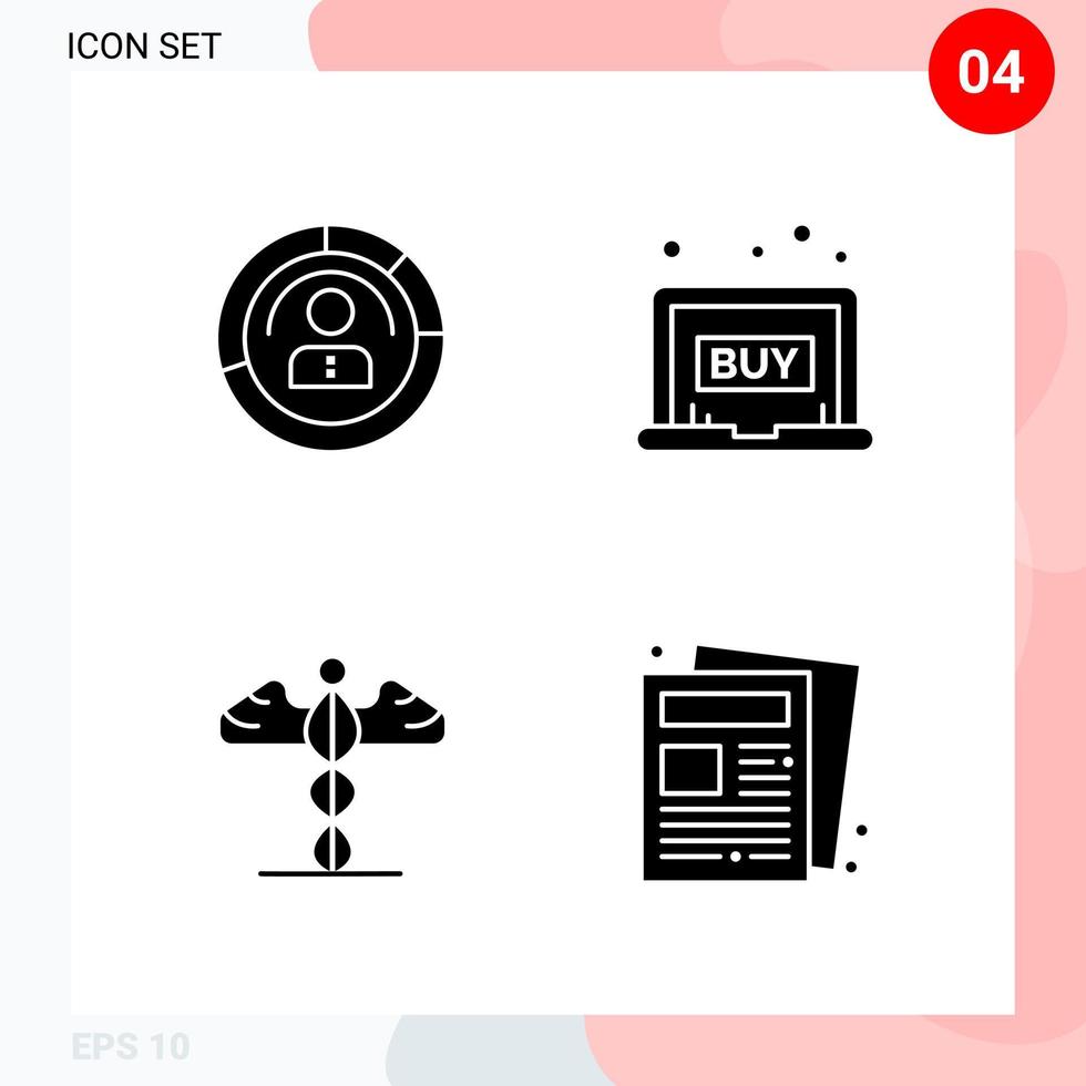 Vector Pack of 4 Icons in Solid Style Creative Glyph Pack isolated on White Background for Web and Mobile Creative Black Icon vector background