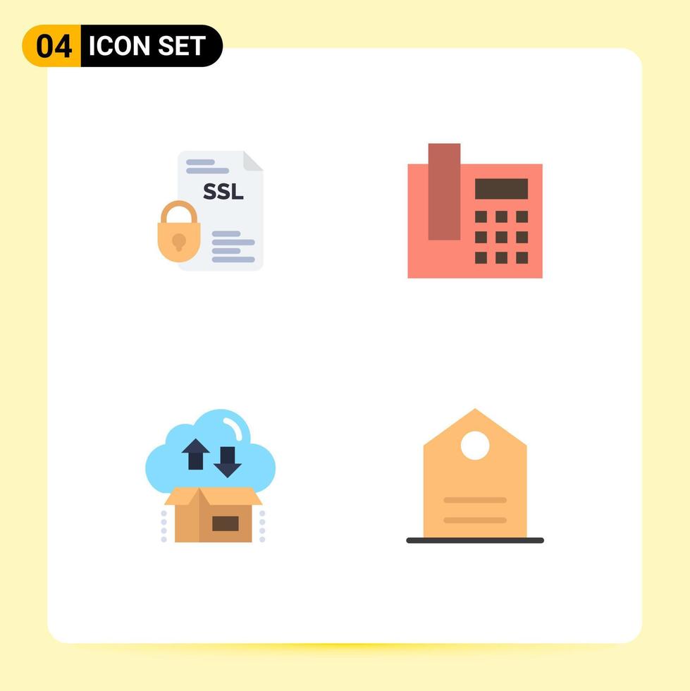 Group of 4 Flat Icons Signs and Symbols for banking cloud security telephone package Editable Vector Design Elements