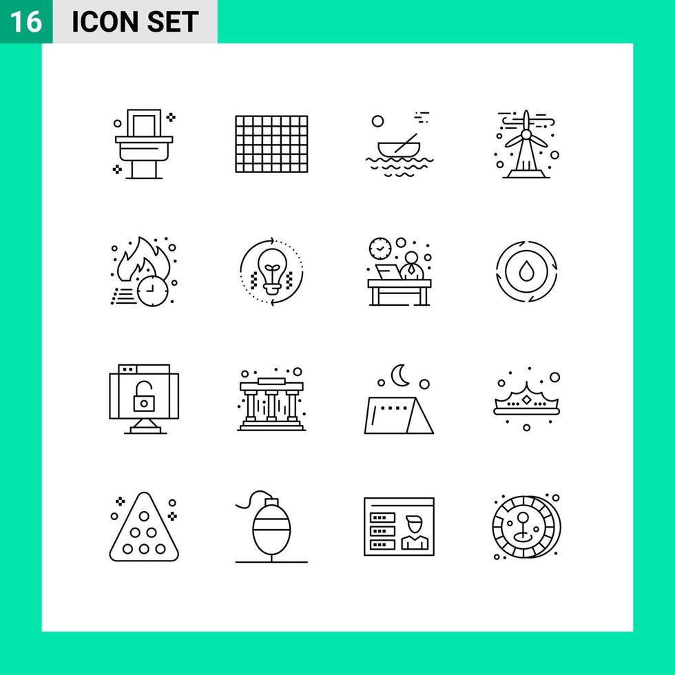 Modern Set of 16 Outlines and symbols such as discount free delivery kayak sustainable green energy Editable Vector Design Elements