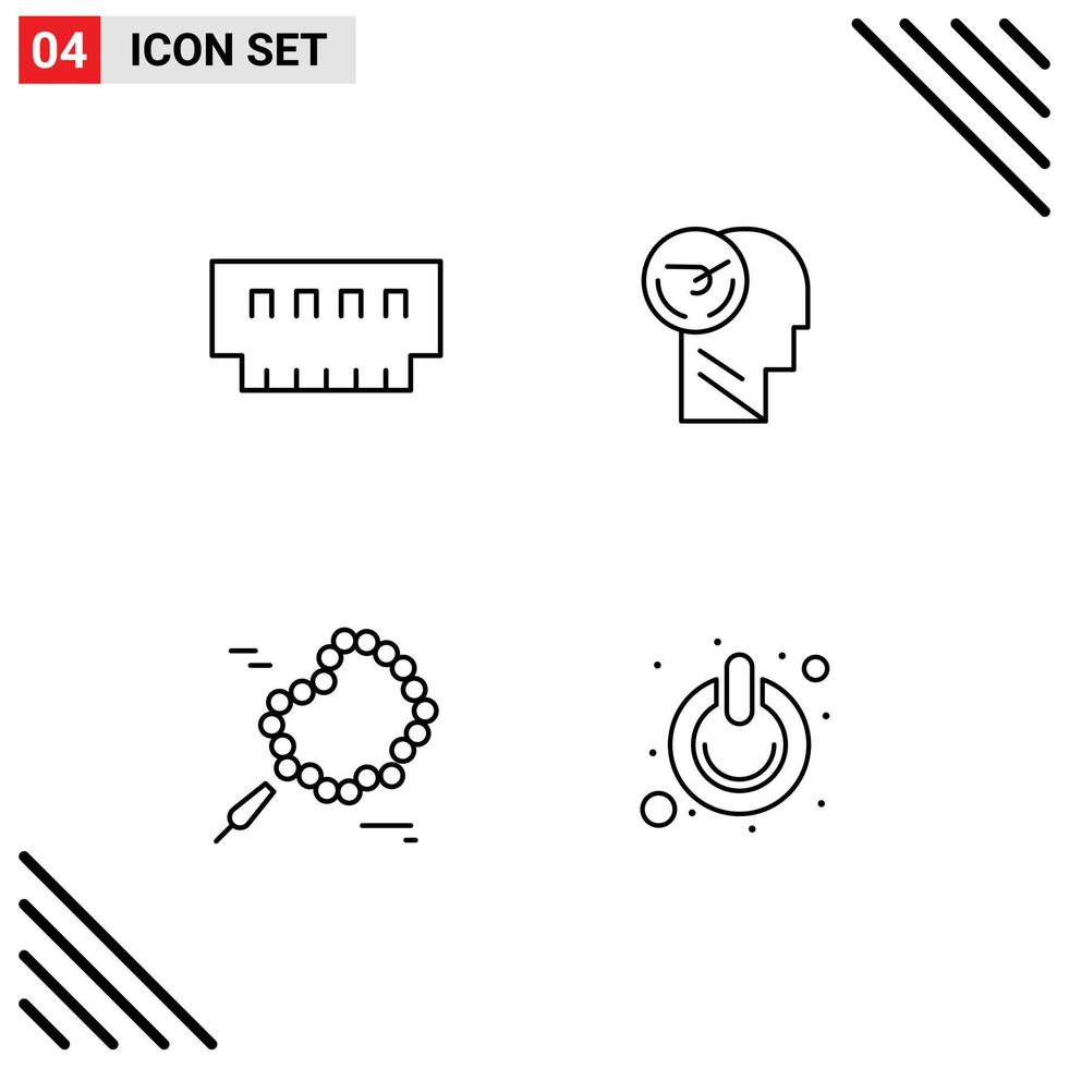 Universal Icon Symbols Group of 4 Modern Filledline Flat Colors of computers speed hardware brain pray Editable Vector Design Elements