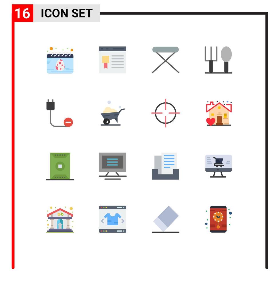 Modern Set of 16 Flat Colors Pictograph of computers fork website baby household Editable Pack of Creative Vector Design Elements