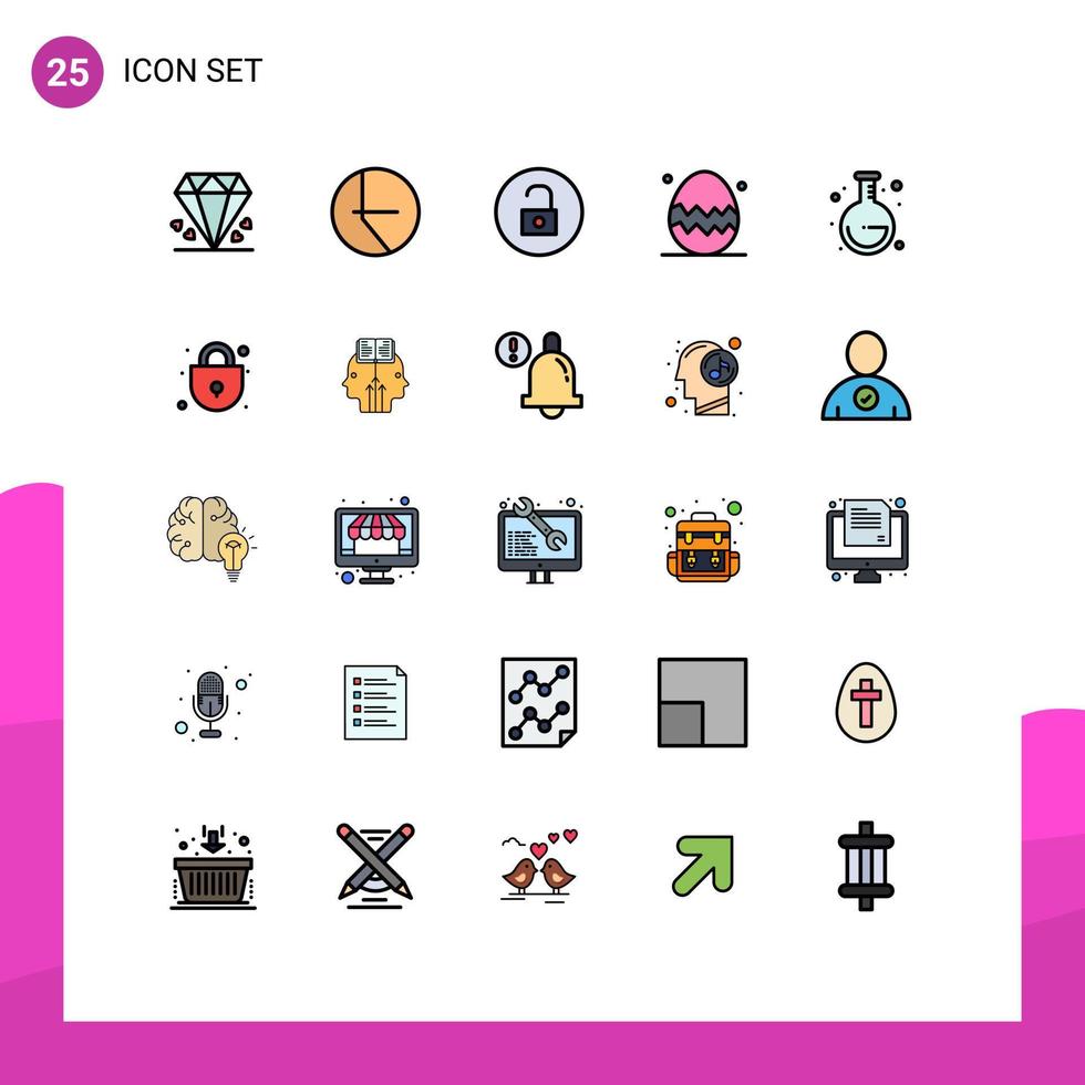 Pictogram Set of 25 Simple Filled line Flat Colors of back to school school media thanksgiving day egg Editable Vector Design Elements