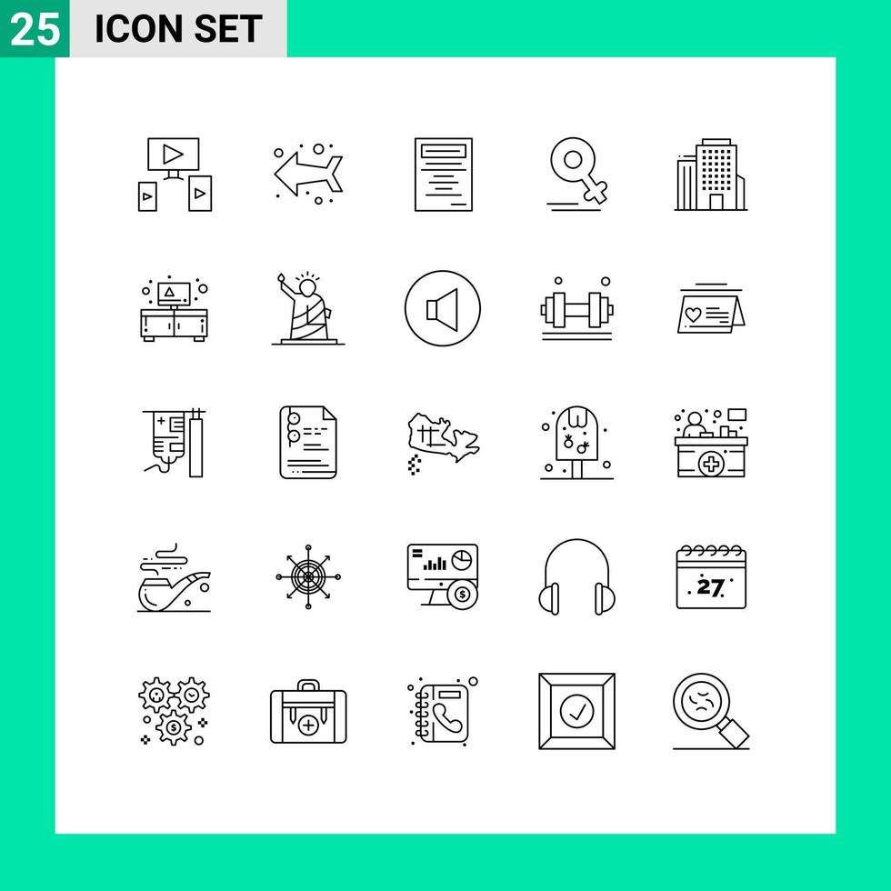 Modern Set of 25 Lines Pictograph of cupboard american study office mom Editable Vector Design Elements