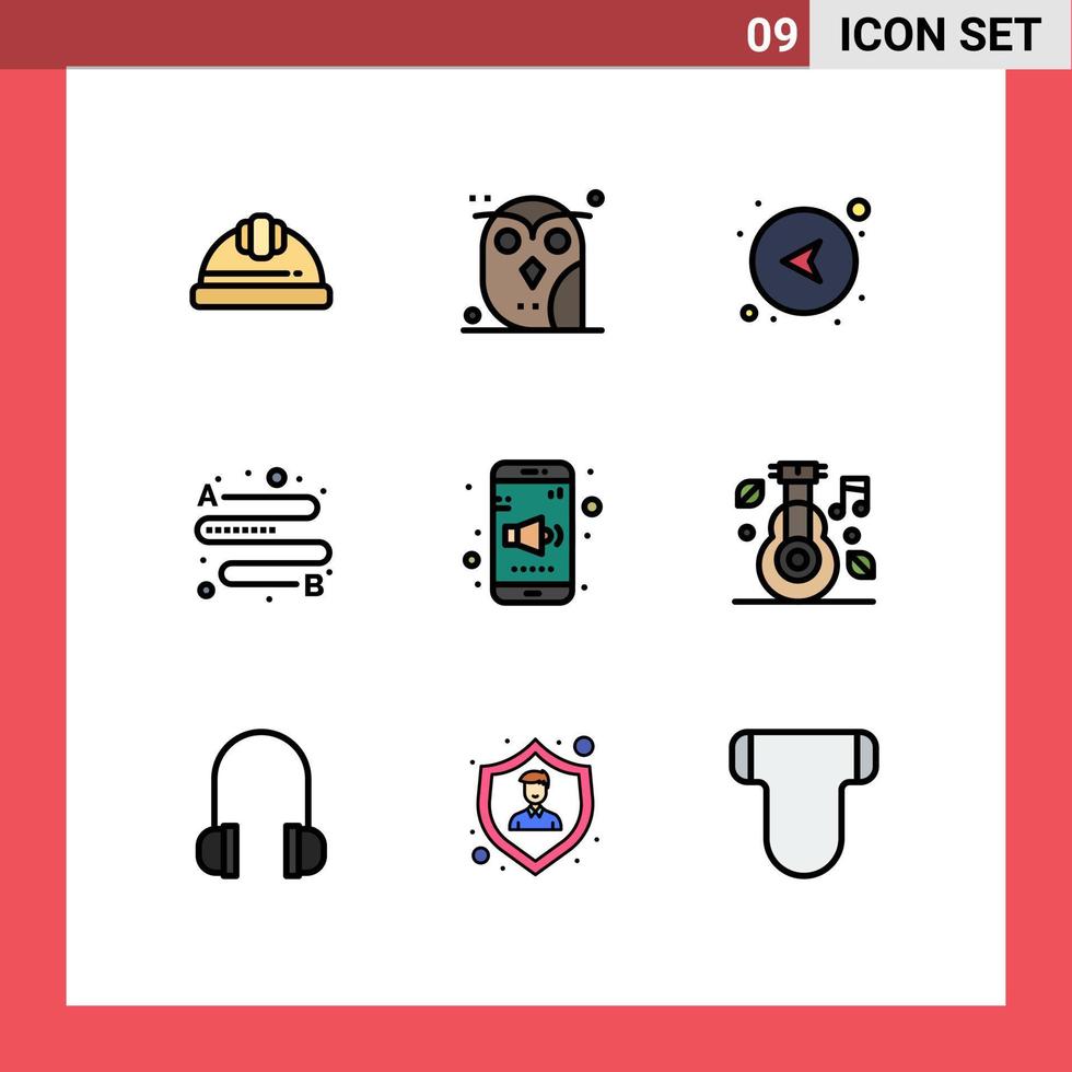 Set of 9 Modern UI Icons Symbols Signs for mobile place study travel left Editable Vector Design Elements