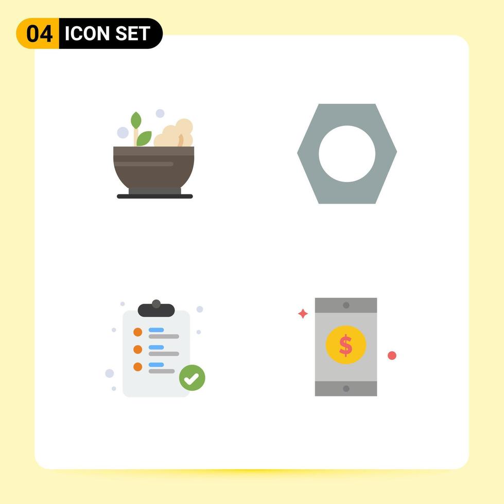 4 Thematic Vector Flat Icons and Editable Symbols of hospital pharmacy soup tools mobile Editable Vector Design Elements