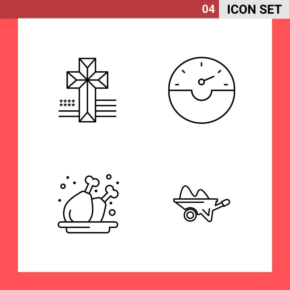 4 Icon Pack Line Style Outline Symbols on White Background Simple Signs for general designing Creative Black Icon vector background