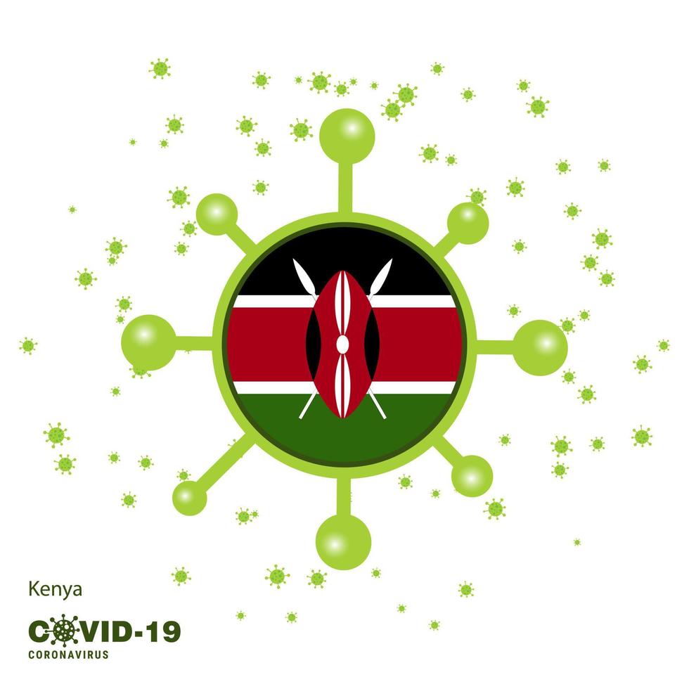 Kenya Coronavius Flag Awareness Background Stay home Stay Healthy Take care of your own health Pray for Country vector