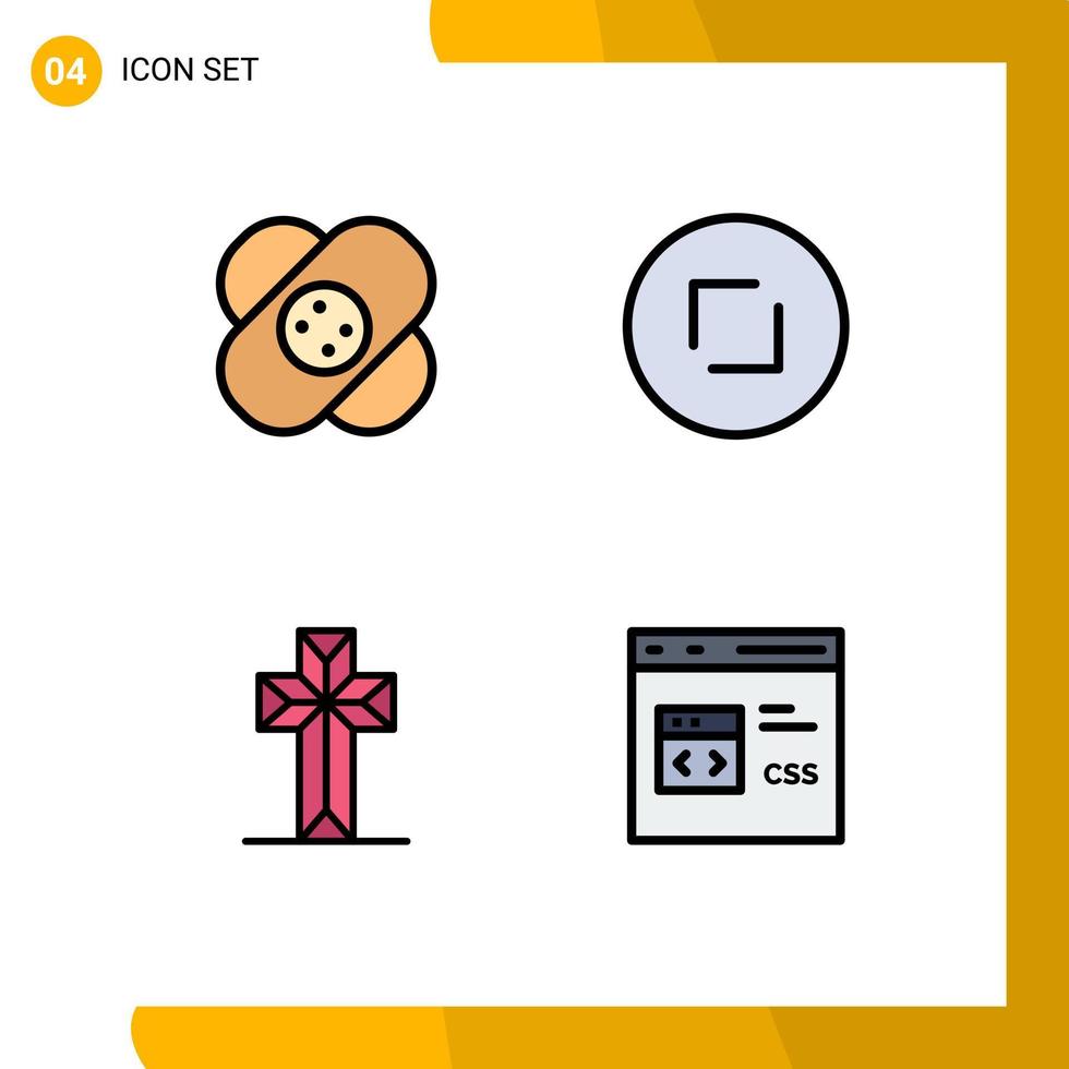 Universal Icon Symbols Group of 4 Modern Filledline Flat Colors of healthcare christian wound enlarge easter Editable Vector Design Elements
