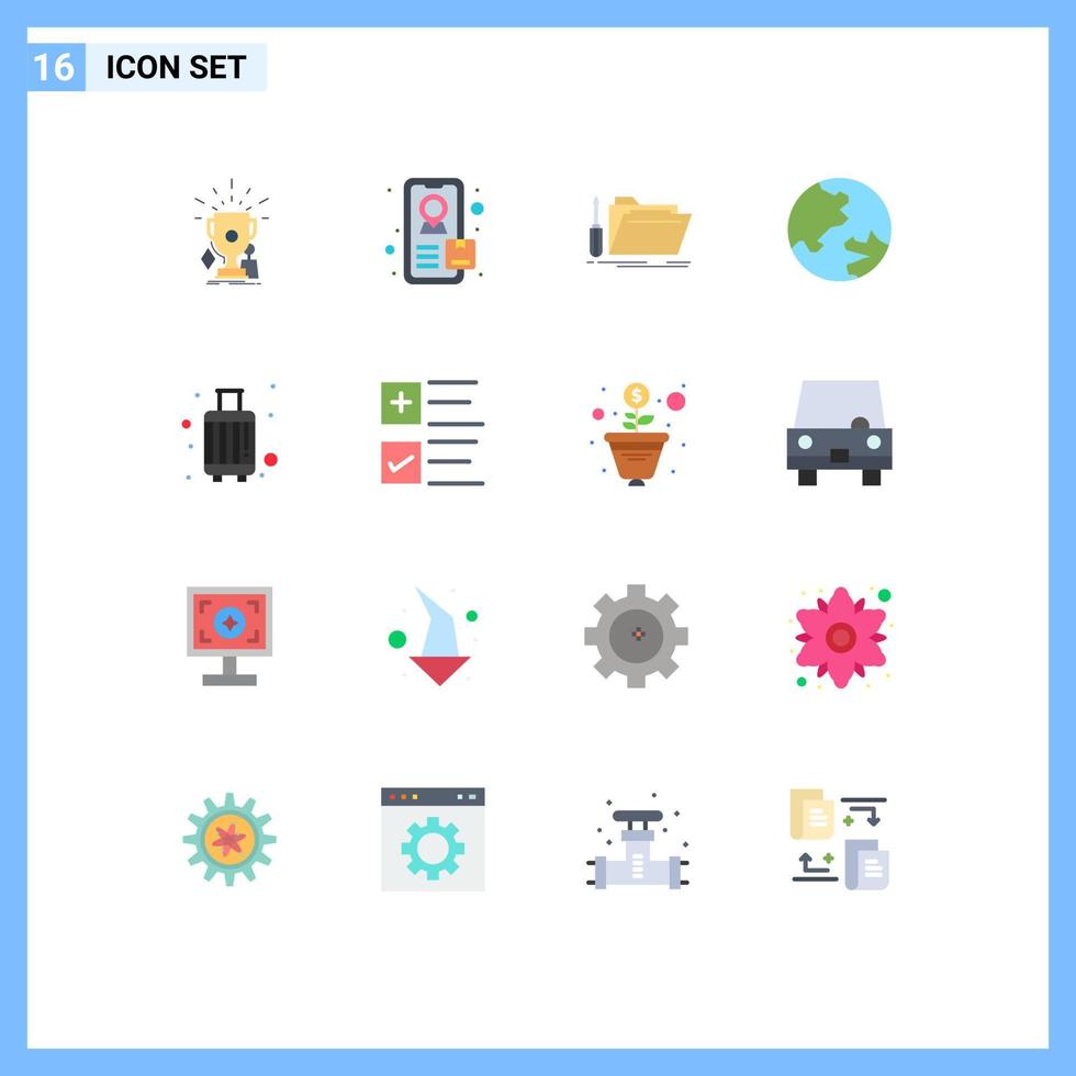 paquete de iconos de vectores de stock de 16 signos y símbolos de línea para la educación de equipaje de reparación de maletas paquete editable de elementos creativos de diseño de vectores