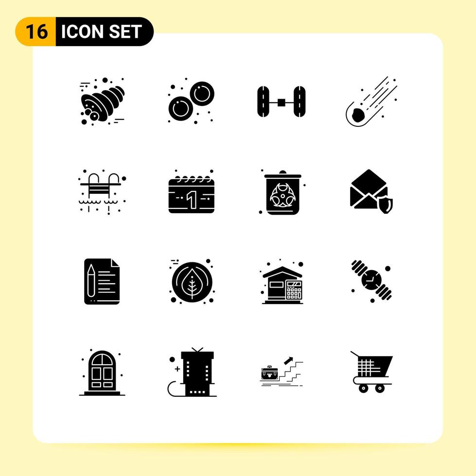 16 Solid Glyph concept for Websites Mobile and Apps life comet wheel alignment space astronomy Editable Vector Design Elements