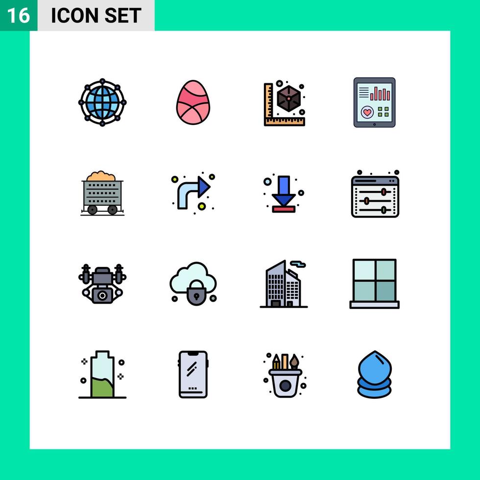 conjunto de 16 iconos de interfaz de usuario modernos signos de símbolos para el modelo de monitoreo de huevo de salud de pulso elementos de diseño de vector creativo editable