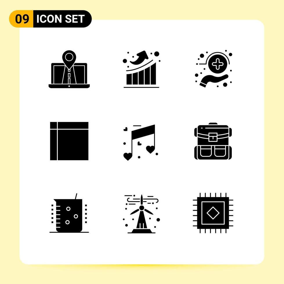 9 Thematic Vector Solid Glyphs and Editable Symbols of house home up handkerchief medicine Editable Vector Design Elements