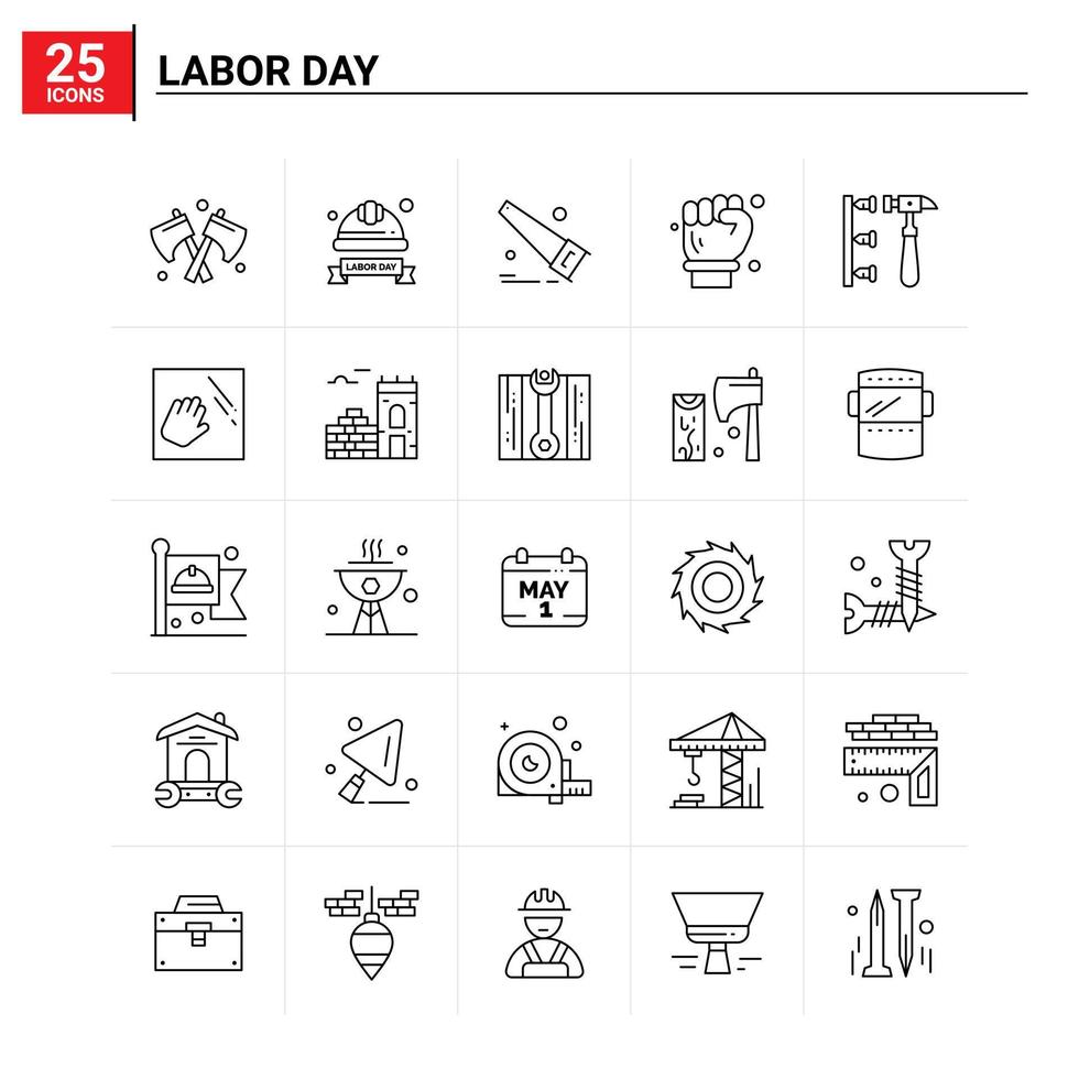 25 Labor Day icon set vector background