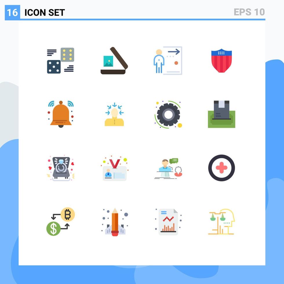 16 concepto de color plano para sitios web móviles y aplicaciones alerta seguridad puerta escudo persona paquete editable de elementos creativos de diseño de vectores