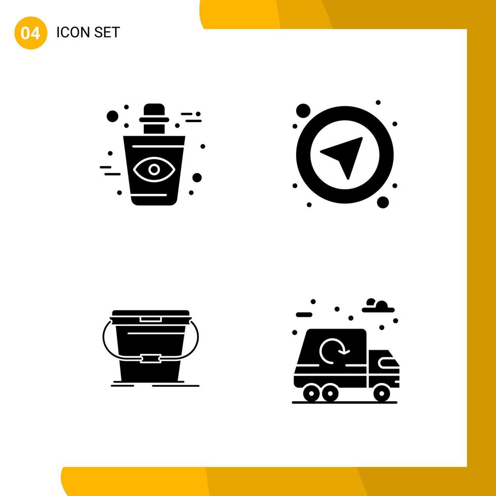 4 Icon Set Solid Style Icon Pack Glyph Symbols isolated on White Backgound for Responsive Website Designing Creative Black Icon vector background