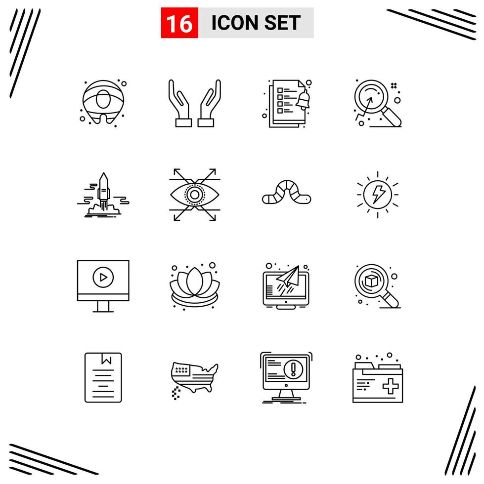 Outline Pack of 16 Universal Symbols of space app tasks publish search Editable Vector Design Elements