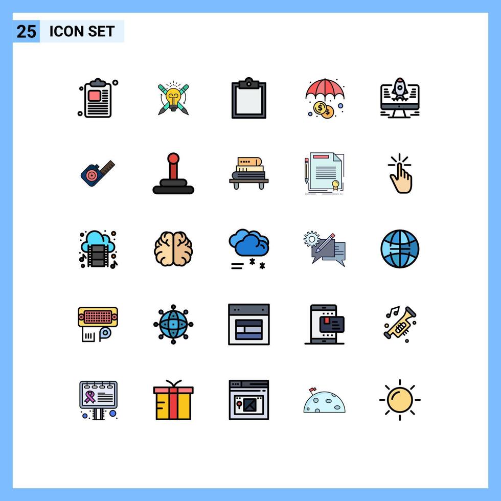 Set of 25 Modern UI Icons Symbols Signs for measuring startup clipboard rocket investment Editable Vector Design Elements