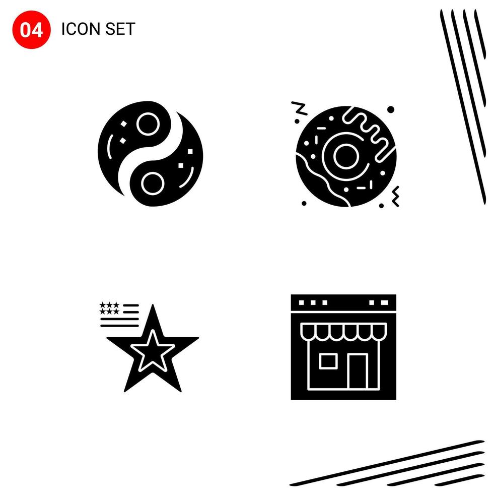 Collection of 4 Vector Icons in solid style Pixle Perfect Glyph Symbols for Web and Mobile Solid Icon Signs on White Background 4 Icons Creative Black Icon vector background