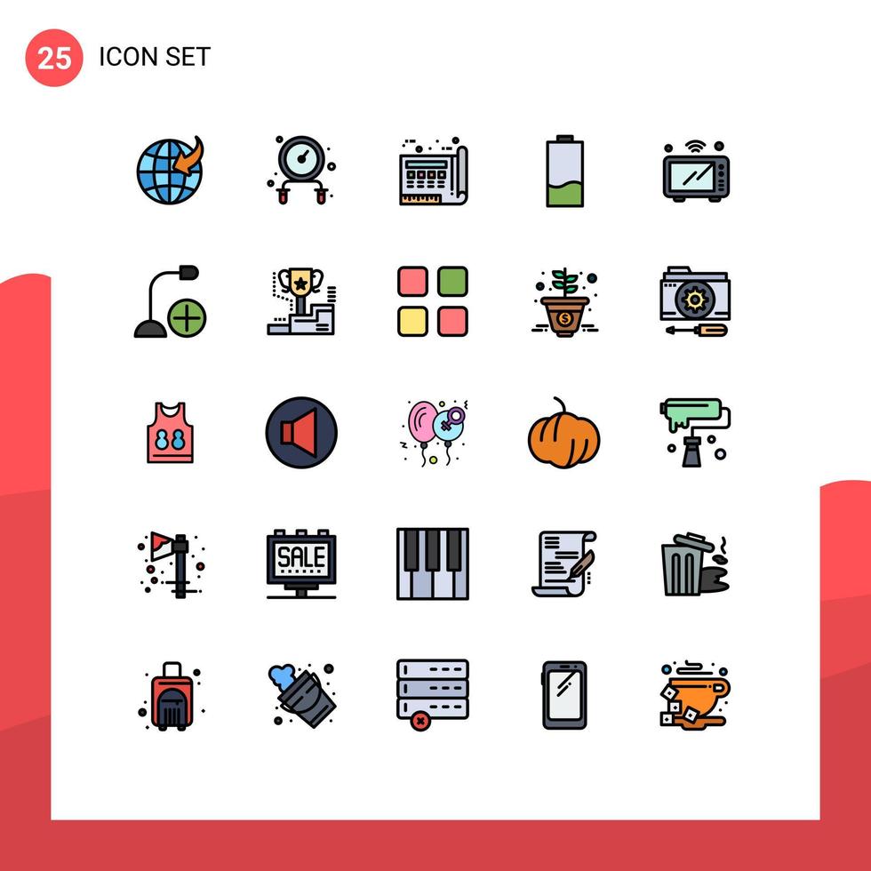 Set of 25 Modern UI Icons Symbols Signs for iot low drawing energy electric Editable Vector Design Elements