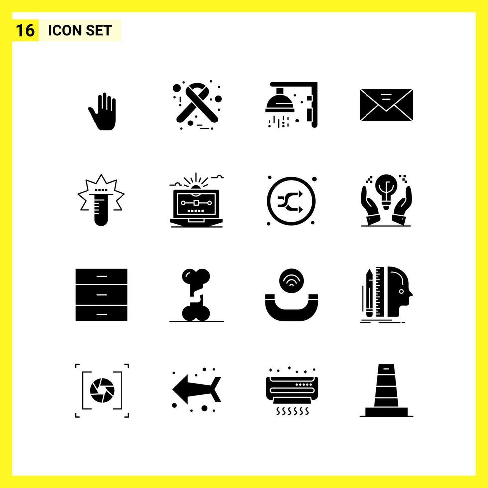 16 Icon Set Simple Solid Symbols Glyph Sign on White Background for Website Design Mobile Applications and Print Media Creative Black Icon vector background