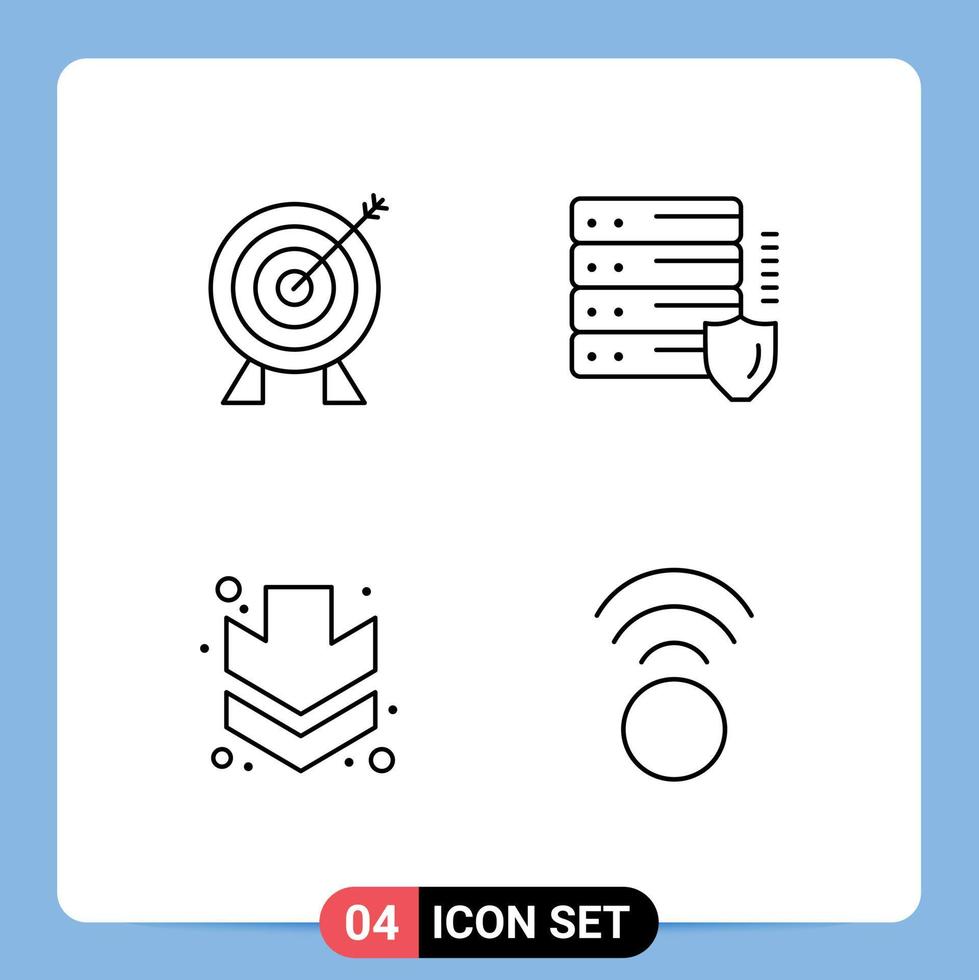 User Interface Pack of 4 Basic Filledline Flat Colors of target down money protection connection Editable Vector Design Elements