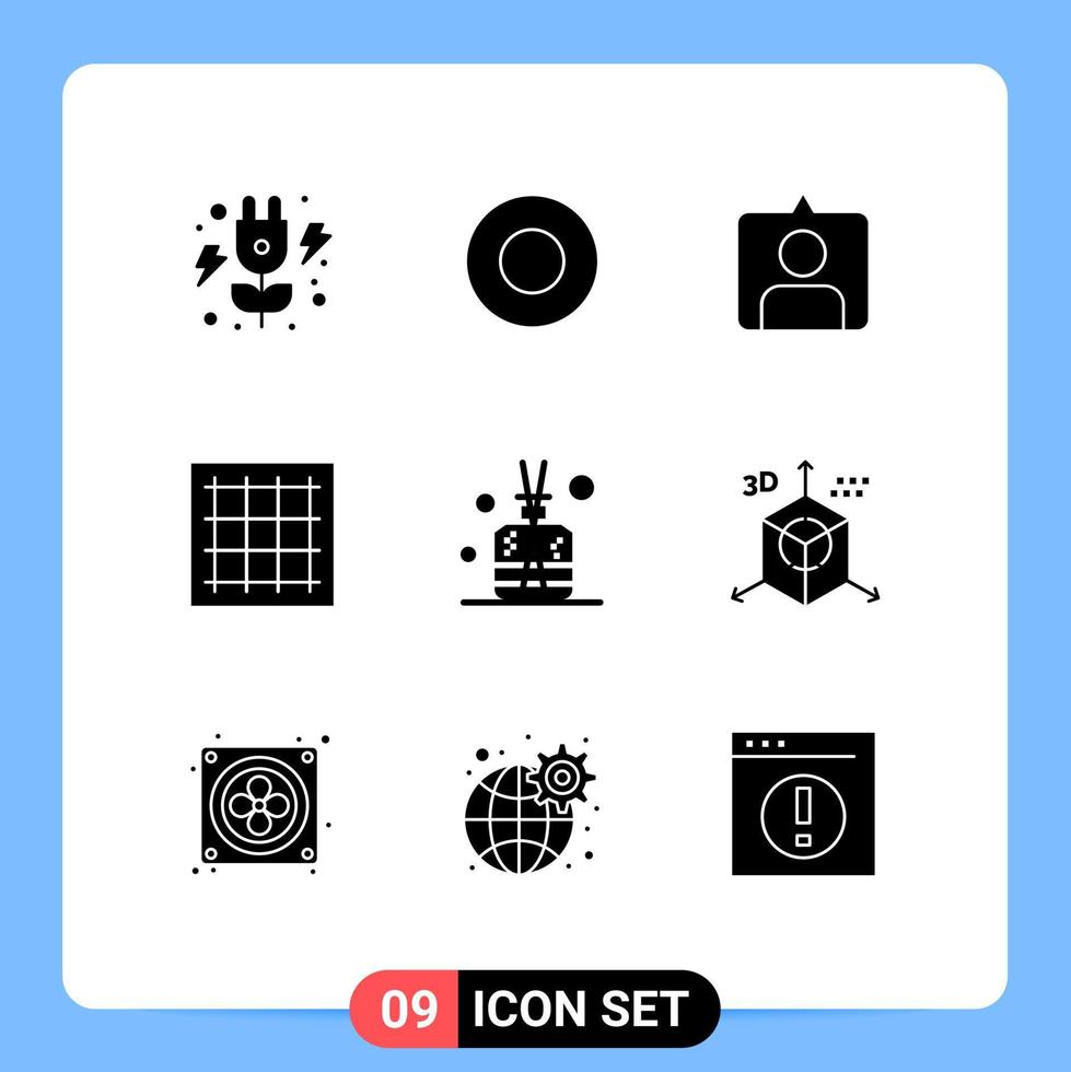 Group of 9 Solid Glyphs Signs and Symbols for spa stick sets aroma area Editable Vector Design Elements
