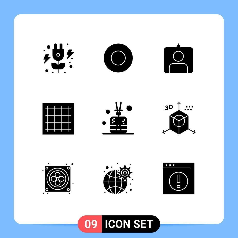 grupo de 9 signos y símbolos de glifos sólidos para conjuntos de palos de spa elementos de diseño de vectores editables de área de aroma
