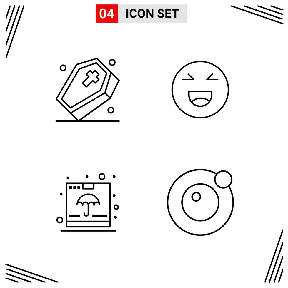 4 Icons Line Style Grid Based Creative Outline Symbols for Website Design Simple Line Icon Signs Isolated on White Background 4 Icon Set Creative Black Icon vector background