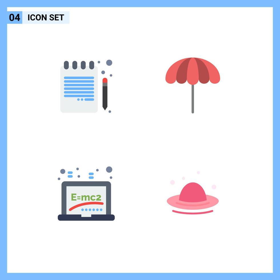 4 Creative Icons Modern Signs and Symbols of back to school board notebook weather formula Editable Vector Design Elements