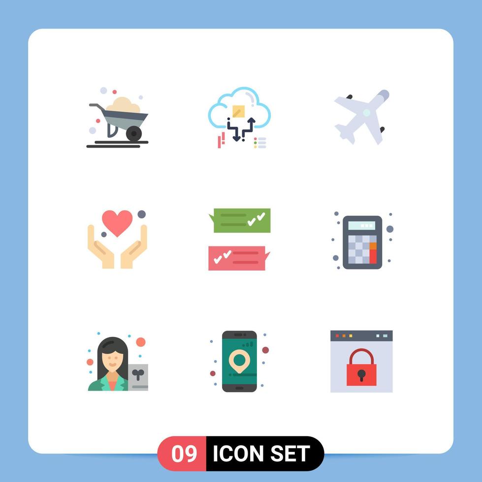 Stock Vector Icon Pack of 9 Line Signs and Symbols for chat love share heart shopping Editable Vector Design Elements