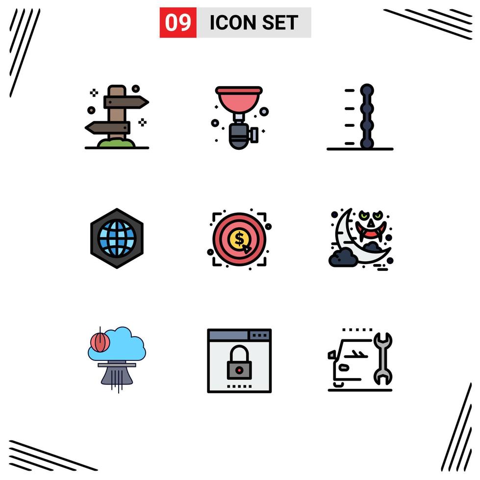 Set of 9 Modern UI Icons Symbols Signs for marketing globe sink global transmission Editable Vector Design Elements