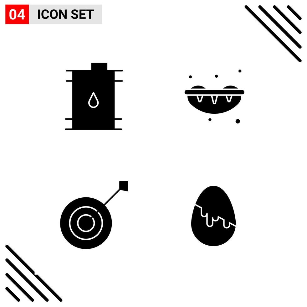 Pixle Perfect Set of 4 Solid Icons Glyph Icon Set for Webite Designing and Mobile Applications Interface Creative Black Icon vector background
