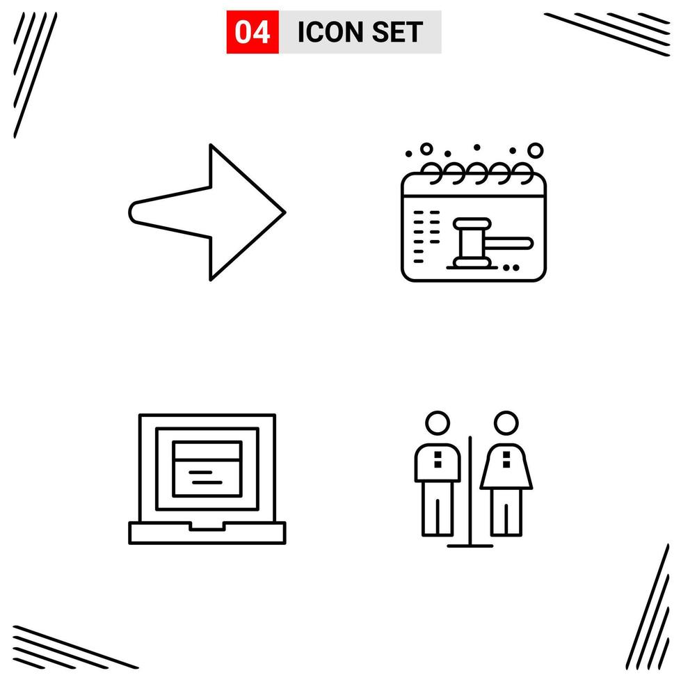 4 Icons Line Style Grid Based Creative Outline Symbols for Website Design Simple Line Icon Signs Isolated on White Background 4 Icon Set Creative Black Icon vector background