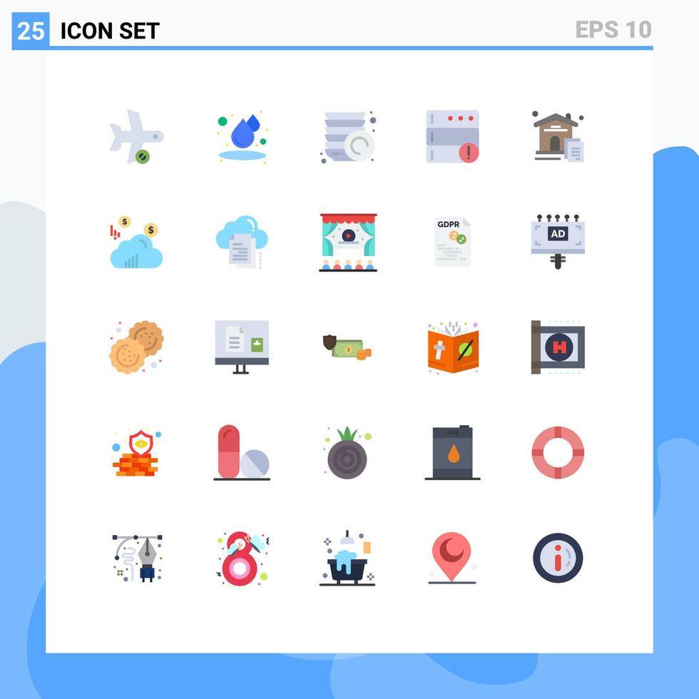 Universal Icon Symbols Group of 25 Modern Flat Colors of real estate house kitchen home database Editable Vector Design Elements