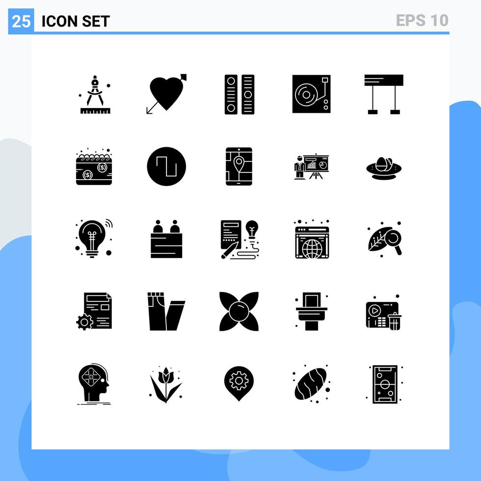 Modern Set of 25 Solid Glyphs Pictograph of race finish directory audio player Editable Vector Design Elements