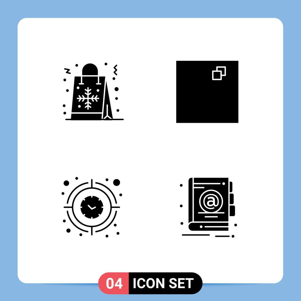 4 Creative Icons Modern Signs and Symbols of bag target shopping view timer Editable Vector Design Elements